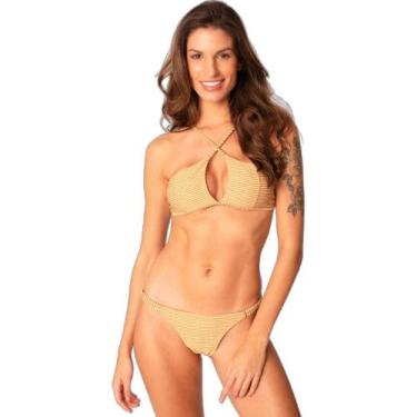 Imagem de Biquíni Areia Branca Baly Frente Única Listrado Dourado, M