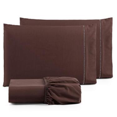 Imagem de Jogo de Lençol Casal Queem Sleep 3 Peças - Lopes e Lopes, Tabaco