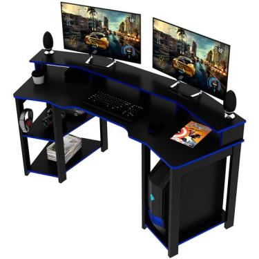 Imagem de Mesa Para Computador Gamer Espaço Para 2 Monitores E Cpu Pret