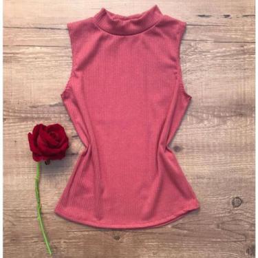 Imagem de Blusa feminina malha canelada gola alta manga cavada - Filó Modas, g, 