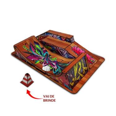 Imagem de Pista Skate de Dedo Rampa Vertical com Funbox e Brinde Modelo 6 Mdf Ma