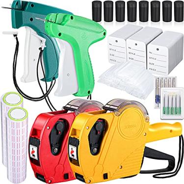 Imagem de 9122 etiquetas de preço para roupas e roupas, etiqueta de vestuário, aplicador, marcação de preço, etiquetador de plástico, fixadores de farpas, rolo de tinta, rolos de roupas, etiquetas de papel e agulhas