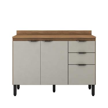 Imagem de Balcão de Cozinha 02 Portas 02 Gavetas 120cm c/Tampo Firenze Amêndola Nude Prime TX Demóbile 