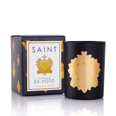 Imagem de SAINT Ex-Voto Vela perfumada devocional do coração sagrado com moeda de oração, vela de aromaterapia laranja noir soja coco com tempo de queima de 80 horas, Collector Series Edition I (preto)