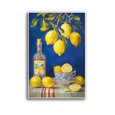 Imagem de Pintura em tela de decoração de pôster sem moldura vintage limão natureza morta pintura Limoncello Limoncello arte de parede italiana Limoncello decoração de parede retrô arte de parede arte de frutas