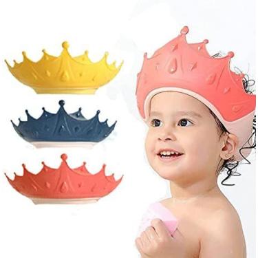 Imagem de Touca De Banho Em Formato De Coroa Impermeável Ajustável Para Crianças
