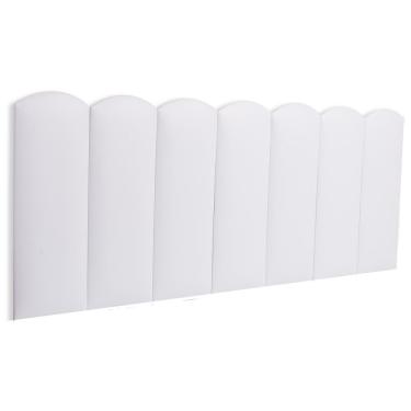 Imagem de Cabeceira Casal Kit 7 Placas Modelo Nuvem - Courino Branco
