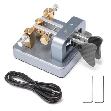 Imagem de XIEGU Chave de código Morse VK-6 Iambic CW, chave automática de remo duplo fácil de tocar com base de alumínio CNC, contatos de cobre banhados a prata, plugue de 3,5 mm, compatível com G90, X6100