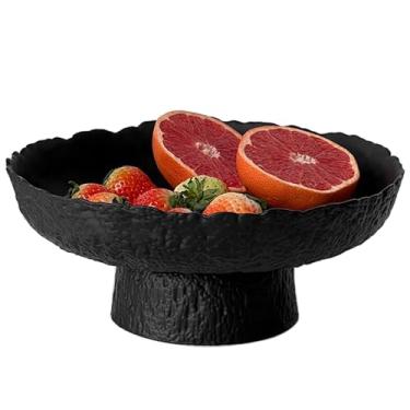 Imagem de BZCWHWY Tigela de frutas de vidro para balcão de cozinha, tigela de pedestal preta, tigela de servir com pés grandes, tigelas decorativas para decoração de casa de mesa central, suporte de frutas
