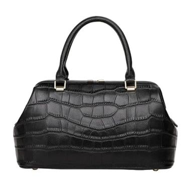 Imagem de Bolsa de couro de flor superior com alça de ombro removível com estampa de crocodilo, transversal e carteira feminina