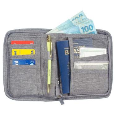 Imagem de Porta Documentos E Passaporte Organizador Viagem Carteira - PGB, Cinza