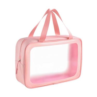 Imagem de Bolsa de maquiagem transparente de grande capacidade PVC Saco de higiene pessoal portátil à prova d'água para viagem