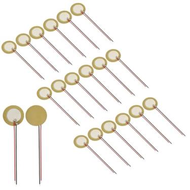 Imagem de Piutouyar Pacote com 20 discos piezográficos de 20 mm com condutores, microfone transdutor acústico captador piezográfico, elementos piezográficos de gatilho de bateria para microfone e guitarra
