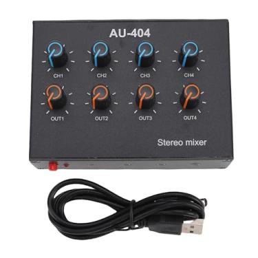 Imagem de LiebeWH Liga de Alumínio da Música de áudio USB 20Hz-20KHz DJ Placa 4 Canal Mixer Estéreo Mini Placa de Som