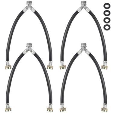 Imagem de Dreyoo Mangueira Y para máquina de lavar de borracha, acessórios de latão de 3/10.2 cm, 12 polegadas de comprimento, fornecimento de água quente e fria, conector de mangueira misturadora Y para