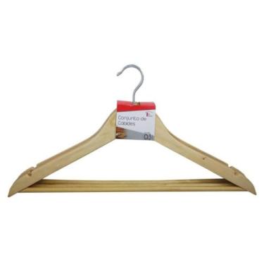 Imagem de Cabides de Madeira Envernizados com Gancho Giratório, 45 cm x 22,5 cm, Kit com 3 Unidades