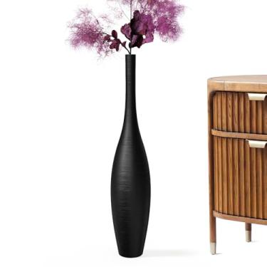 Imagem de Rocendlor Vaso preto, alto, preto, 70 cm, moderno, para sala de estar, para sala de estar, canto, escritório, decoração de casa
