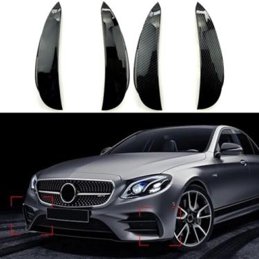 Imagem de Divisor lateral do para-choque dianteiro compatível com E-Class E200L E300L E43 Kit de carroceria faca de vento Spoiler Tuning Air Blade Acessórios para carro (aparência de fibra de carbono)
