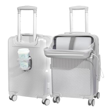 Imagem de GMTA Mala de Viagem de Bordo 10Kg Expansível Rígida Padrão ANAC com 4 Rodas duplas 360° Cadeado Anti Furto Compartimento Exclusivo para Notebook Saída USB para carregamento de Celular (Prata)