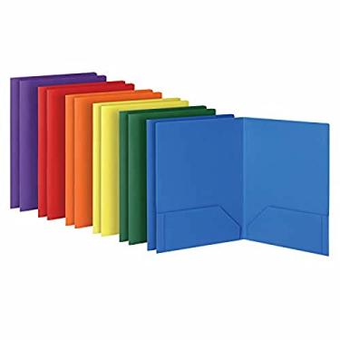 Imagem de Oxford 2 pastas de bolso, portfólio de plástico resistente, pasta para escola e escritório, organizador de papel com 2 bolsos, tamanho carta, asst. cores, 2 cada (azul, verde, amarelo, laranja,