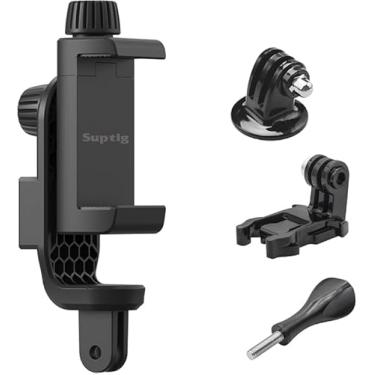 Imagem de Suptig Suporte De Telefone Para Tripé, Adaptador De Montagem De Tripé Para Câmera De Ação Compatível Com Iphone, Gopro, Dji Action, Insta 360, Akaso, Microfone, Acessórios De Fotografia Com Luz Led