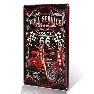 Imagem de dingleiever - Serviço completo Hot Rod Route 66 Die Cut Metal Sign up girls with smile vintage Garage wall art