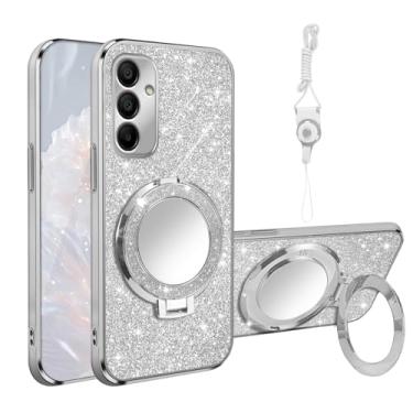 Imagem de Nuouxoco Capa de telefone com suporte de anel espelhado para Samsung Galaxy A15 5G (prata)