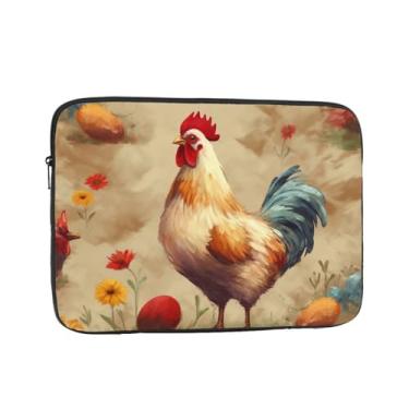 Imagem de Capa protetora para notebook com pintura de animais de galinha artística de 10 polegadas à prova de choque, resistente à água, bolsa para computador, bolsa para laptop, pasta para homens e mulheres