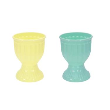 Imagem de 2 Vasos Estilo Romano Decoração Festa Acrílico 13cm X 18cm (AMARELO E VERDE CANDY)