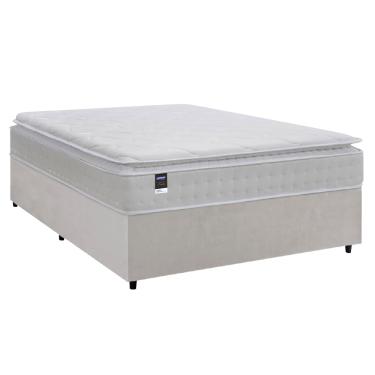 Imagem de Cama Box Casal Queen Colchão Molas Ensacadas Gazin Com Pillow Tower New 158x198x73cm Branco