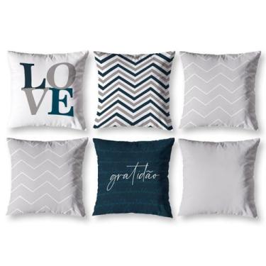Imagem de Kit 6 almofadas Cheias 40cm x 40cm Decorativas Estampadas Digital Colo