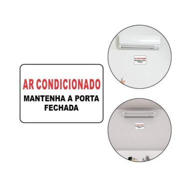 Imagem de Placa Sinal Ar Condicionado Mantenha Porta Fechada 21X15 Cm - Arte Sed