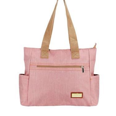 Imagem de Bolsa Feminina Grande de Ombro Pasta Universitaria Notebook Curso Faculdade (Rosa)