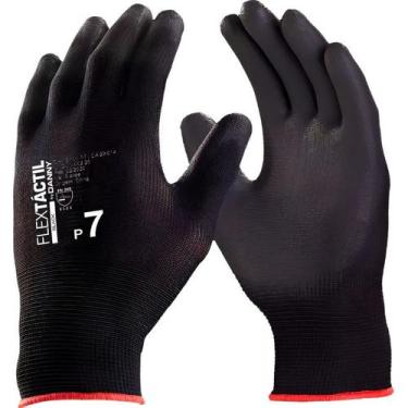 Imagem de Luva Segurança Flextactil Nylon Poliuretano PU Preta DA12100 Danny EPI
