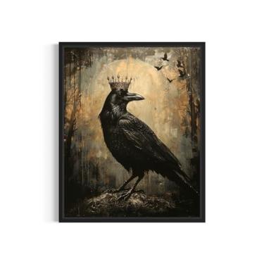 Imagem de Impressão artística de pôster de corvo, decoração de parede vintage assustadora de Halloween Academia pintura assustadora para impressões de terror, pôsteres góticos decoração de quarto 91 (Corva, 20