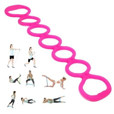 Imagem de 7 anéis ajustáveis de resistência para malhar, caminhar em casa, exercícios elásticos para mulheres e homens, fitness, ioga, pilates, borracha durável, uso em casa/academia (rosa)
