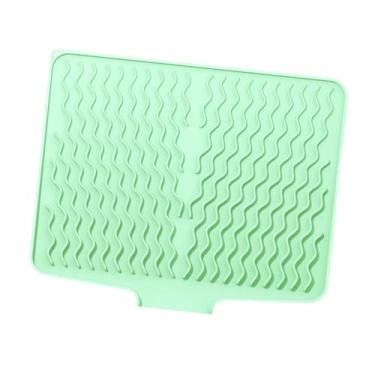 Imagem de IEUDNS Tapete de silicone para secagem de pratos, proteção de superfície, isolamento, tapete de drenagem versátil, para escorredor de pratos para balcão de, Verde