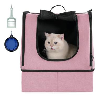 Imagem de apollo walker Caixa de areia portátil para viagem para gatos com bolsa impermeável com zíper, sem colapso com base rígida na parte inferior, sem vazamento, sem cheiro, fácil de transportar, fácil de