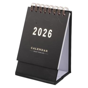 Imagem de NUOBESTY Mini calendário de mesa 2025-2026 agenda mensal portátil dobrável pequeno calendário de mesa para decoração de escritório em casa, preto