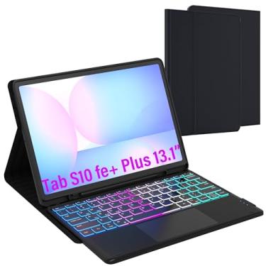 Imagem de Capa com teclado para Samsung Galaxy Tab S10 FE+ Plus de 13 polegadas 2025: teclado trackpad retroiluminado de 7 cores para Galaxy Tab S10 FE+ de 13 polegadas - Modo DEX com um clique - capa removível
