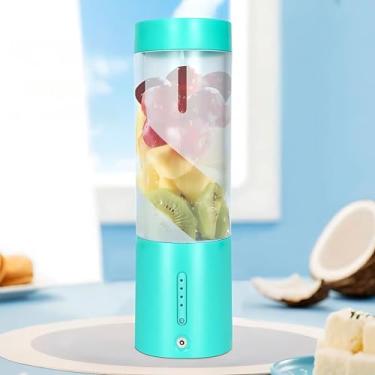 Imagem de Boxonly Liquidificador portátil para espremedor, recarregável por USB, com 6 lâminas atualizadas e bateria de 4000 mAh, capacidade de 450 ml, ideal para vitaminas, shakes de proteína, viagens e