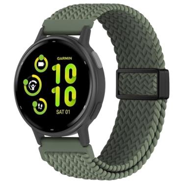 Imagem de EverAct Pulseira trançada magnética de 20 mm compatível com Garmin Vivoactive 5/Vivoactive 6/3/3 Music, pulseira esportiva de nylon elástico ajustável para Venu Sq 2/Venu 2 Plus e Forerunner 55/165