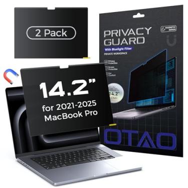 Imagem de (Pacote com 2) Tela magnética de privacidade para MacBook Pro de 14 polegadas (2021-2024, M1-M4, Pro, Max), removível lavável e reutilizável, antireflexo, protetor de luz azul, filtro de segurança