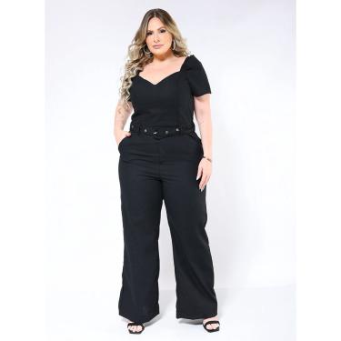 Imagem de Macacão Plus Size Viscolinho Alfaiataria
