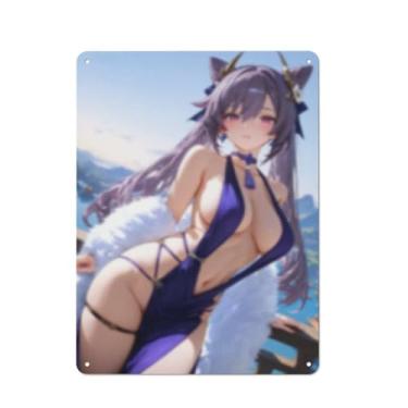 Imagem de Pôster de arte de menina de anime sexy quente placa de estanho vintage decoração de parede pôster 30,5 x 40,6 cm, AI018