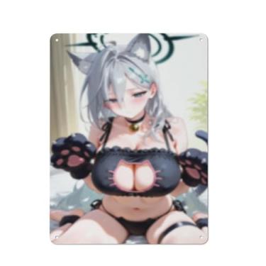Imagem de Anime Sexy Bikini Hot Girl Pinup Girl Metal Tin Sign Wall Art Poster Decor for Home Bar Club Bedroom Bathroom Man Cave Otaku 30,5 x 40,6 cm, AF391