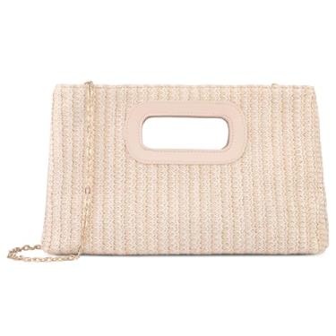 Imagem de RNIEGA Bolsas de mão de palha clutch de verão boho bolsas de praia bolsas de palha para mulheres, Bege