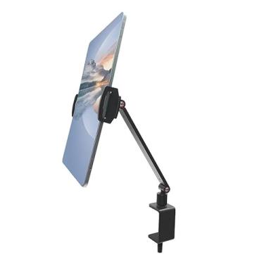 Imagem de Suporte para tablet, suporte de exibição portátil, centro de gravidade estável, adequado para trabalho, estudo, transmissão ao vivo, filmagem e assistir a vídeos (suporte de braço único com fixação)