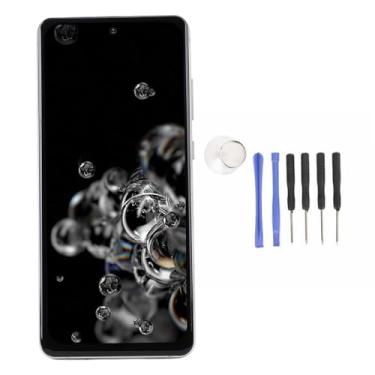 Imagem de aqxreight Montagem do Telefone LCD de 6,9 Polegadas Substituição de Exibição de Tela para S20 Ultra SM-G988B SM-G988U 1440X3200PX 120HZ Com Kit de Ferramentas de Reparo (Prata)