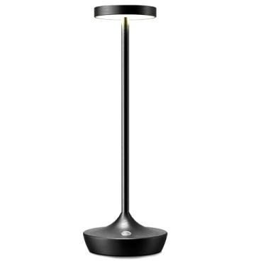 Imagem de Willdoak Candeeiro de mesa sem fio recarregável - 6000 mAh luz de mesa LED operada por bateria - Candeeiros de mesa portáteis reguláveis ao ar livre à prova d'água para pátio, restaurante, jantar